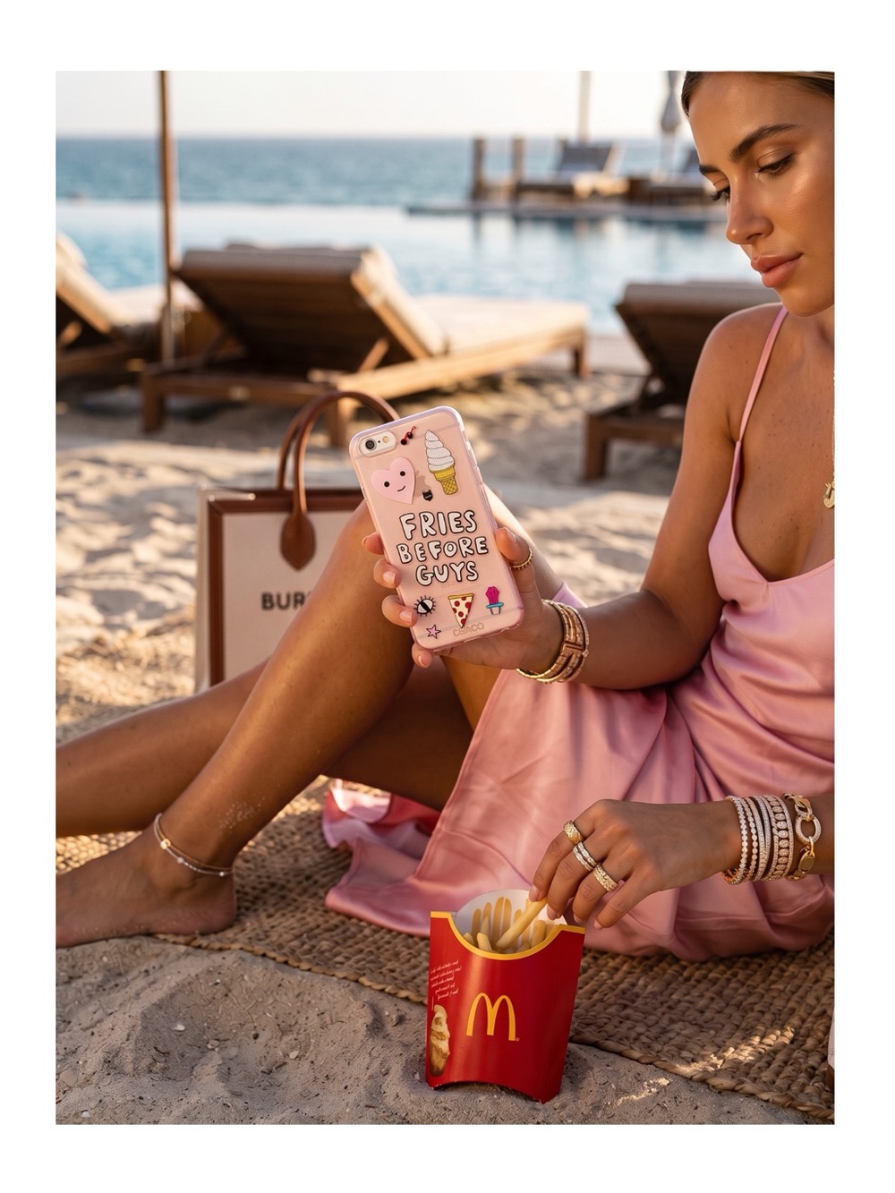 new Bando Fries Before Guys iPhone 6 7 Case Clear Pink Lips Stickers 